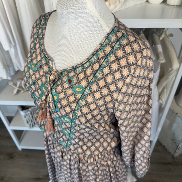 Mystree Women's Size L Knee Length elastic waist dress-bohemian, casual #3270 - Picture 7 of 11